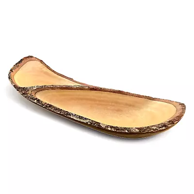 Live Edge Wooden Serving Bowl Natural Sustainable Mango Wood Divided 17  Long • $22.85