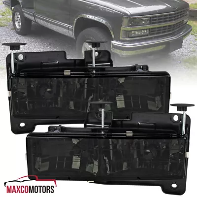 Smoke Headlights Fits 1988-1998 Chevy GMC C10 C/K Truck Lamps Replacement Pair • $47.49