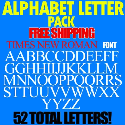 Alphabet Letters Decals TIMES NEW ROMAN 3/4  To 5  SIZES FREE SHIP STICKERS PACK • $6.95