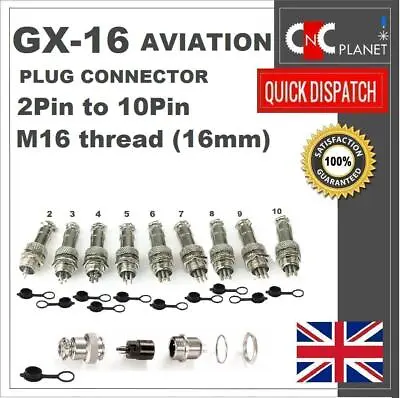 £3.75 • Buy GX16 Aviation Cable Connector Plug 2 3 4 5 6  8 Pin Metal Male Female Panel 16mm
