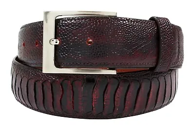 Genuine Handmade Black Cherry Ostrich Leg Leather Belt (Made In U.S.A) • $129.99