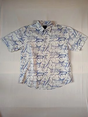 Guy Harvey Shirt Mens Large Short Sleeve Button Up Fish All Over Print • $17.99