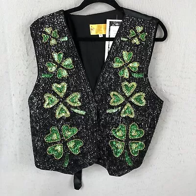 $78.97 • Buy Vintage JC 001 USA Vest Womens Extra Large Beaded Shamrocks St Patricks Day NEW