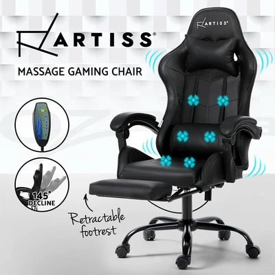 $152.96 • Buy Artiss Gaming Office Chair Racing Massage Computer Seat Footrest Leather