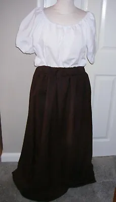ADULTS LADIES VICTORIAN  COSTUME SKIRT BROWN Size 12/18 Elastic Waist LE MISS/ • £12.99