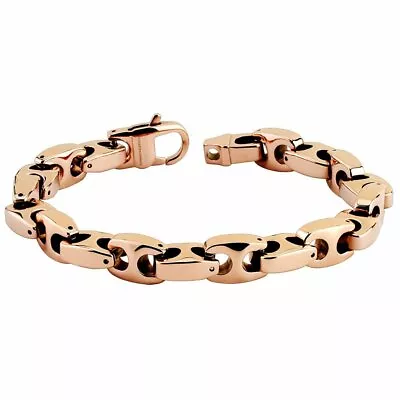 Mens Copper Color Tungsten Carbide Mariner Chain Link Bracelet 9-Inch Rose Gold • $119.99