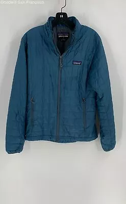 Patagonia Mens Teal Long Sleeve Mock Neck Full-Zip Puffer Jacket Size Small • $34.99