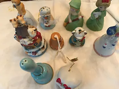 Vintage Lot Of 10  Assorted  Ceramic And Porcelain Bells • $15.99