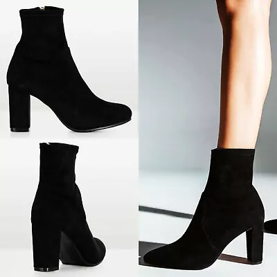 NEW WILDFIRE Black Vegan SUEDE Stretch ANKLE Sock BOOT 9.5 Comfy Stylish NWOB • $39