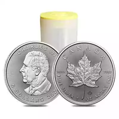 Roll Of 25 - 2024 1 Oz Canadian Silver Maple Leaf Coin BU • $761.42