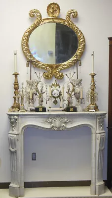 Amazing Whire Carrara Marble French Mantel Fireplace Louis XVI Style Rococo • $14500