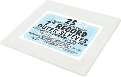 (25) 7  Record Sleeves - 3mil ARCHIVAL Vinyl 45rpm HEAVY DUTY Outer Bags Covers • $12.99