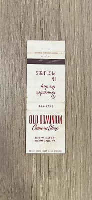 Old Dominion Camera Shop Richmond Virginia Vintage Matchbook Cover • $3.25