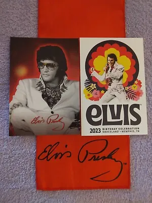 Elvis Presley Signature Red Scarf&aloha From Hawaii Tribute Postcards Lot 3 • $25