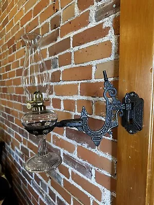 Rare Dated 1884 Cast-Iron Swig Bracket Wall Hanging Kerosene Oil Lamp #1 Burner • $395.10