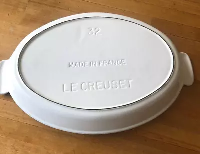 Vintage Le Creuset #32 White Enamel Cast Pan 2 Qt Oval Open Baking Ware Dish • $53