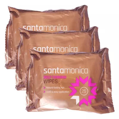 SantaMonica Self Tanning Wipes Natural Quick And Easy Tan 25 50 75 Pack  • £11.99