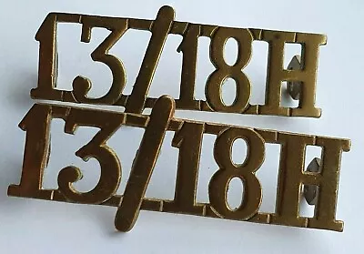 WW2 13th /18th Royal Hussars Shoulder Title Badges Brass  • £27.44