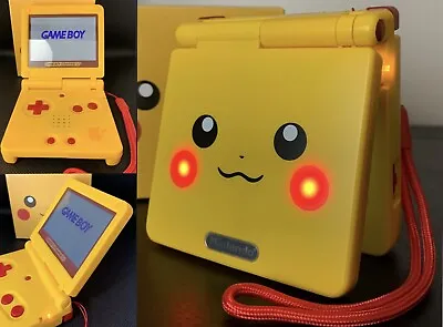 $269.99 • Buy Pikachu GBA SP Gameboy Advance SP IPS V2 Bundle - Charger,Game,Yellow LED&Cheeks