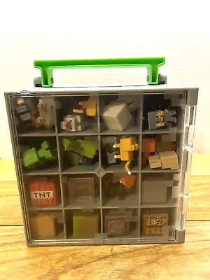 Minecraft Collector Case Storage Cube - 19 Figurines Mixed Toy Lot Extra Blocks+ • $24.99