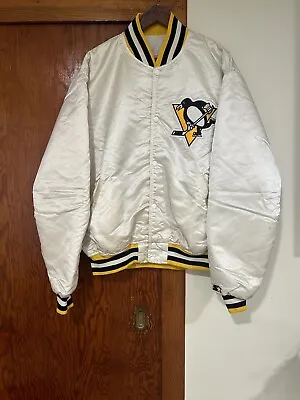 XL Vintage 90s Pittsburgh Penguins Starter Satin Jacket Hockey NHL Jagr Lemeuix  • $150