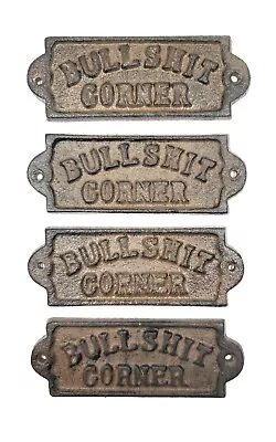 4 Bullshit Corner Wall Sign Plaque Rustic Cast Iron Decor Man Cave Bar Decor • $24