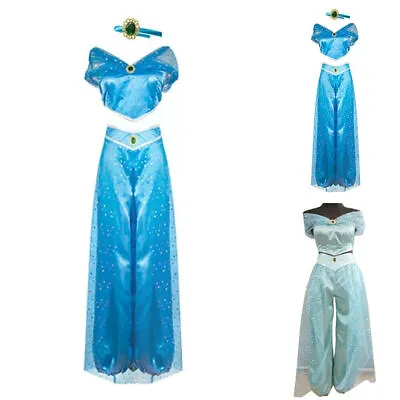 Adult Women Aladdin Princess Jasmine Outfit Costume Cosplay Party Fancy Dressפ • £21.96
