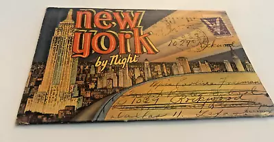 New York NY NYC Night Postcard Booklet Vintage WW2 Era 1943 Used  • $16.99