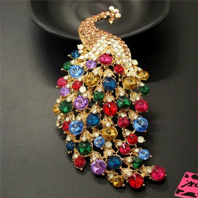 $1.99 • Buy Multicolor Peacock Cute Animal Crystal Betsey Johnson Charm Brooch Pin Gift