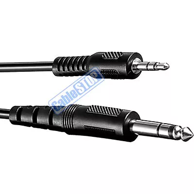 1.2m 3.5mm STEREO Mini Jack To 6.35mm 1/4  STEREO Plug Audio Cable Guitar Lead • £3.25