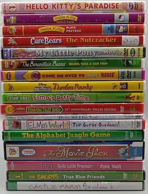 Lot Kids Childrens DVD Movies Shows Sesame Street Elmo Care Bears Hello Kitty • $12.95