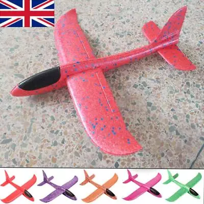 2x Large Strong Foam Glider Stunt Plane Kids 48cm Hand Thrown Outdoor Garden Toy • £5.96