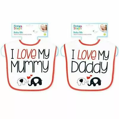 I Love My Mummy Daddy Baby Feeding Bibs Bib Unisex Girls Boys Newborn • £2.99