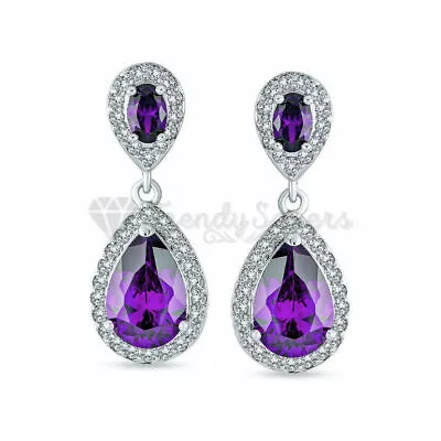 18ct Gold Plated Cubic Zirconia Crystal Water Drop Pendant Dangle Drop Earrings • £4.99