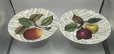 Two Limoges Footed Pedestal Cake Tart Dessert Tray Plate Fruit & Music Notes • $12