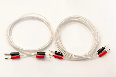 QED Performance Silver Micro Speaker Cable 3.5 M Pair 8 X 4mm Banana Plugs • £63.95