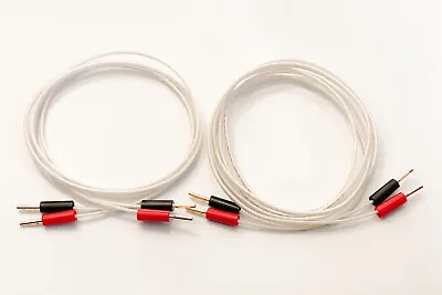 QED Performance Silver Micro Speaker Cable 6 M Pair 8 X 4mm Banana Plugs • £92.95