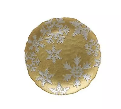 Vietri - Snowflake Glass Round Platter - Gold • $25