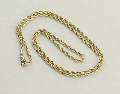 10K Yellow Gold Rope Chain Necklace 18 Inch Chain  Womens Or Mens • $854.85