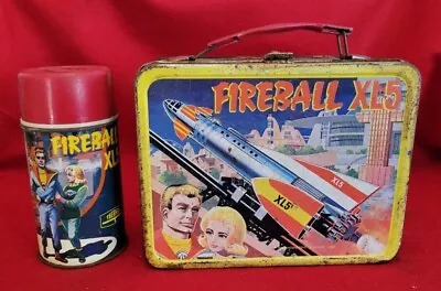 Vintage 1964- FIREBALL XL5- METAL LUNCHBOX & THERMOS- SPACE- ROBOTS • $145