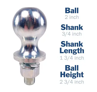 Trailer Hitch Ball 3500 Lbs 2 Inch Diameter 3/4 X 1-3/4-Inch Shank Zinc Plated • $12.99