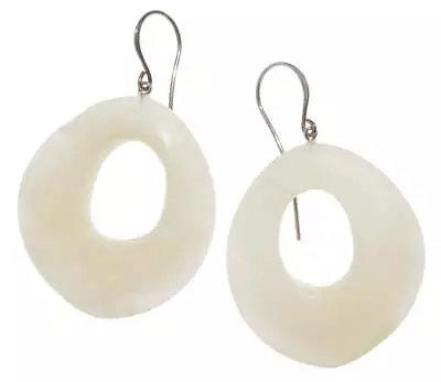 Zsiska Organic White Circle Drop Earrings • $45