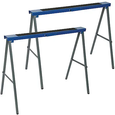 £33.95 • Buy Silverline Twin Pack Metal Saw Horse Trestles - 125kg Max Load Woodworking Tools