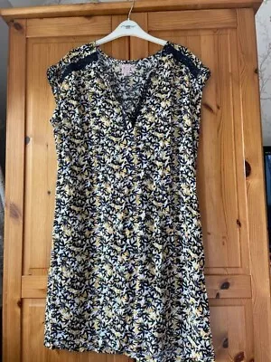 Miss Captain Patterned Dress Size 42 14 Yellow Leaf • £12