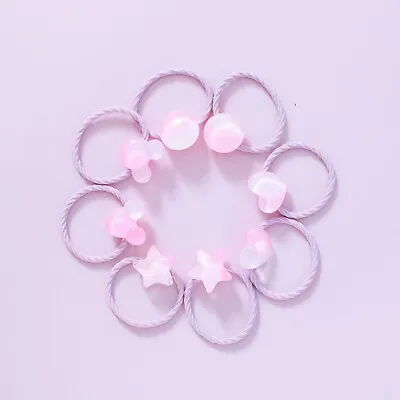 Girls Hair Bobbles 4-Pair Set Hair Ties Acrylic Small Cute Children Kids UK • £3.29