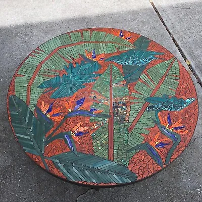 $1850 • Buy Mid Century Modern Mosaic Tile Tiki Pottery Abstract Tropical Round Table 36”