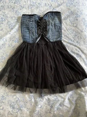 Black Goth Gothic Lace Sheer Tulle Floral Corset Mini Dress Bundle Lot XS Y2k • $45