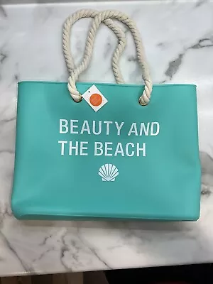 Rubber Beach Bag W/Nautical Rope Handles Waterproof Durable Open Silicone Tote • $18.96