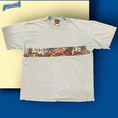 Vintage Habitat Bronx Zoo Animals T Shirt All Over Print  2 Side XXL Mint Green • $14.99