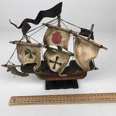 Santa Maria 25cm Vintage Wooden Model Ship Boat Replica -Nautical Decoration • $45